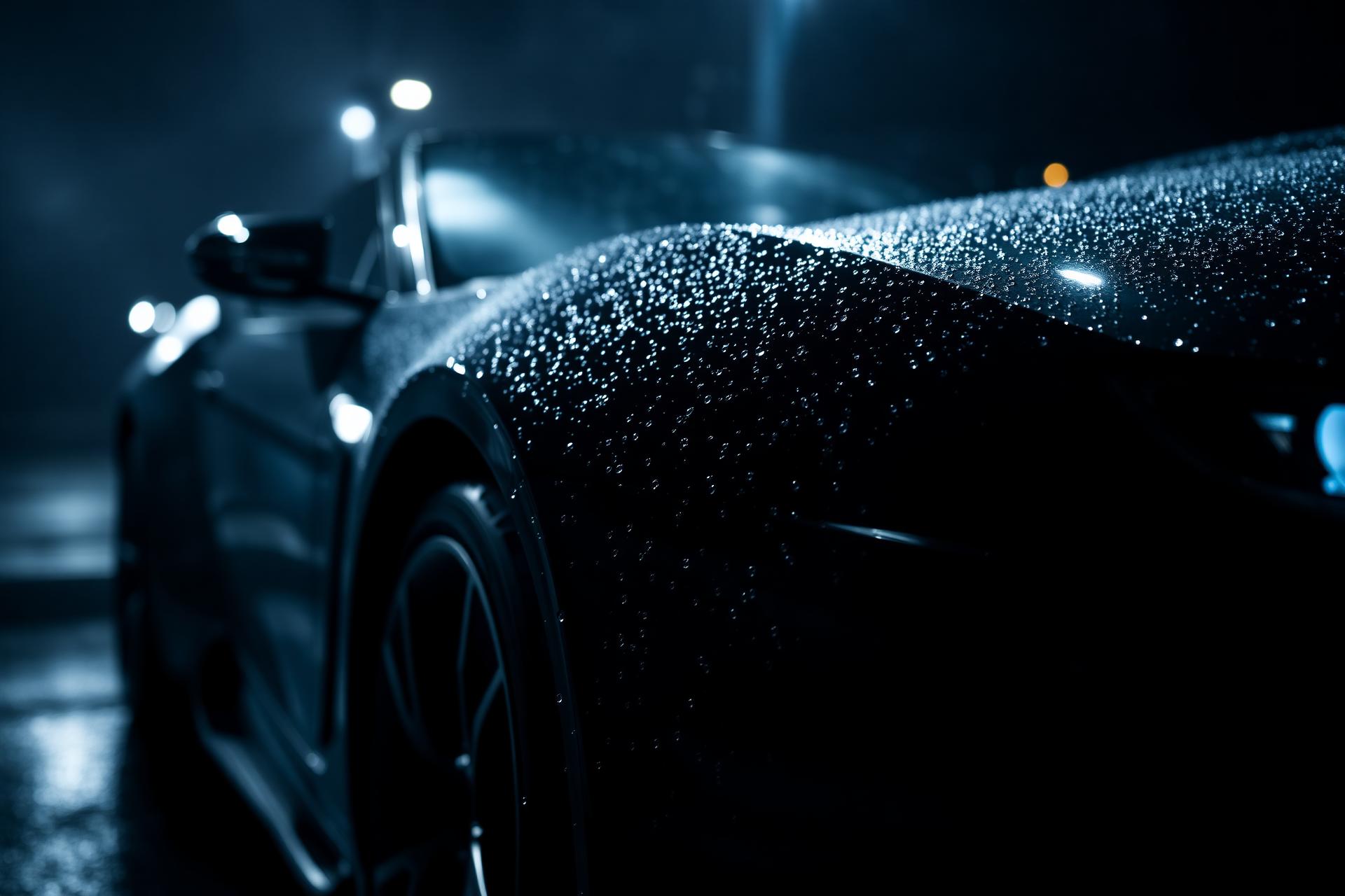 Detailed luxury car at night